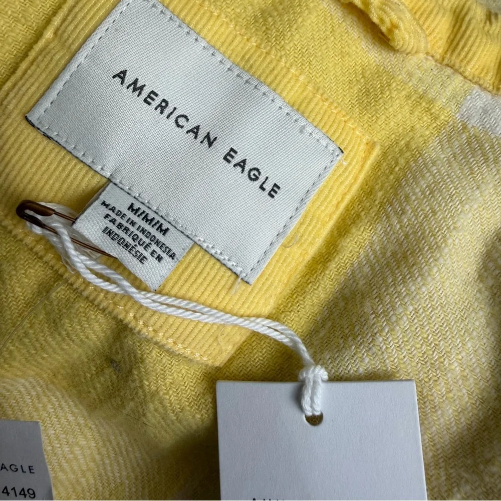 AEO Ah-mazingly Soft Button Down Yellow Plaid Flannel Shirt Medium NWT - Picture 7 of 8